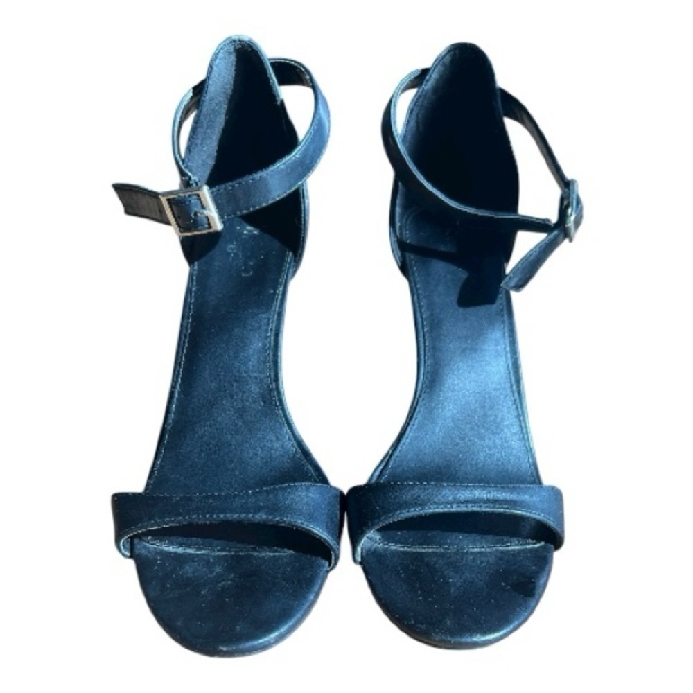 Mossino Black Open Toe Heels adjustable ankle straps Size 8.5 Women